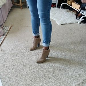 Tan Kimchi Blue suede ankle booties